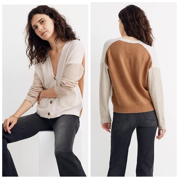 Madewell Sweaters - Madewell colorblock Short Kent Ex-Boyfriend Cardigan Sweater